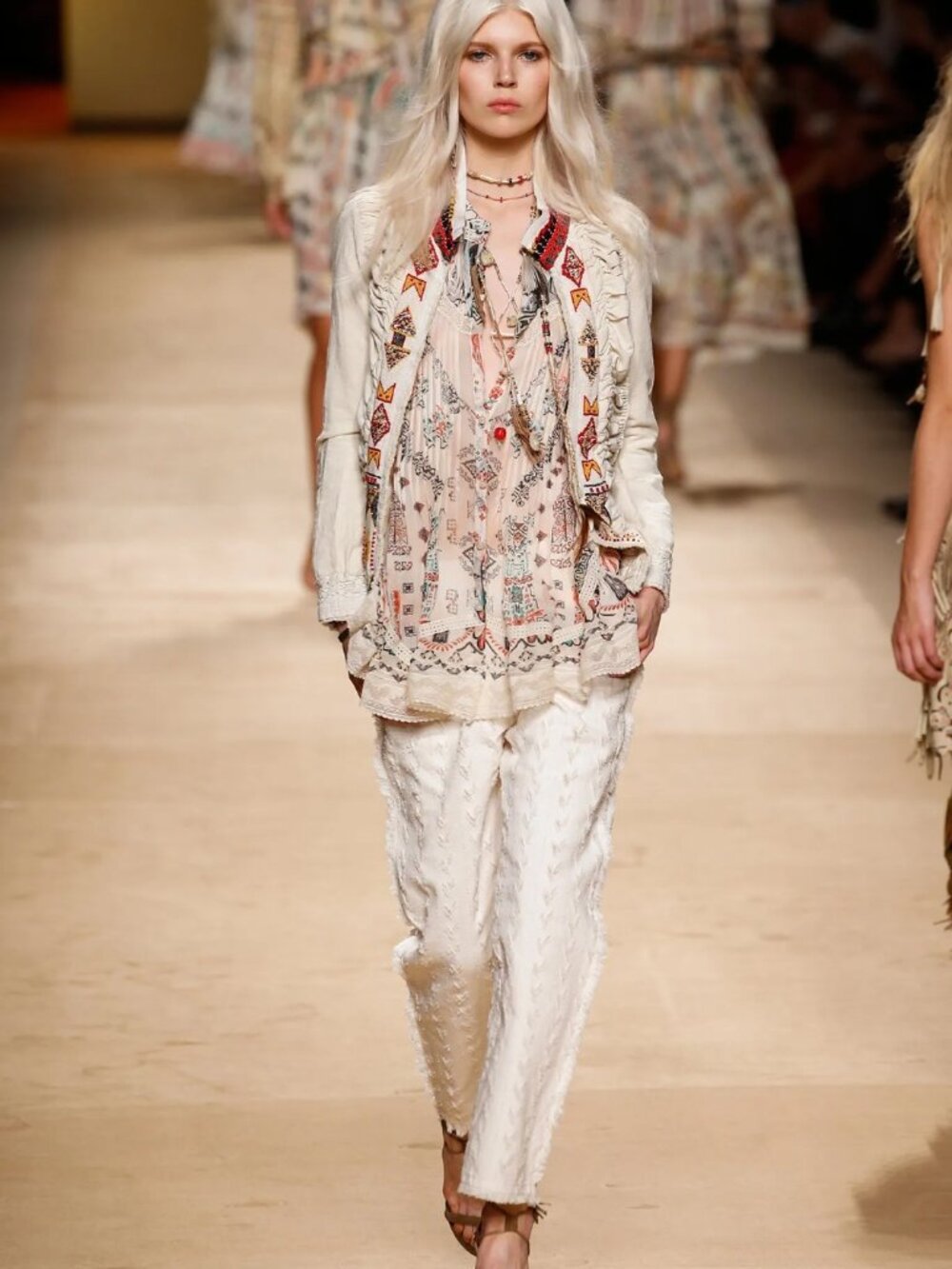NWT Etro Milano Women Jacket Lace Embroidered Trim Beading Tribal Hippie Boho 46